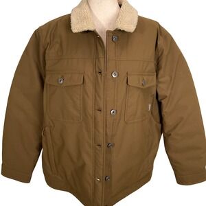 Eddie‎ Bauer Jacket Womens 2XL Olive Trucker Down Sherpa Collar Puffer Winter